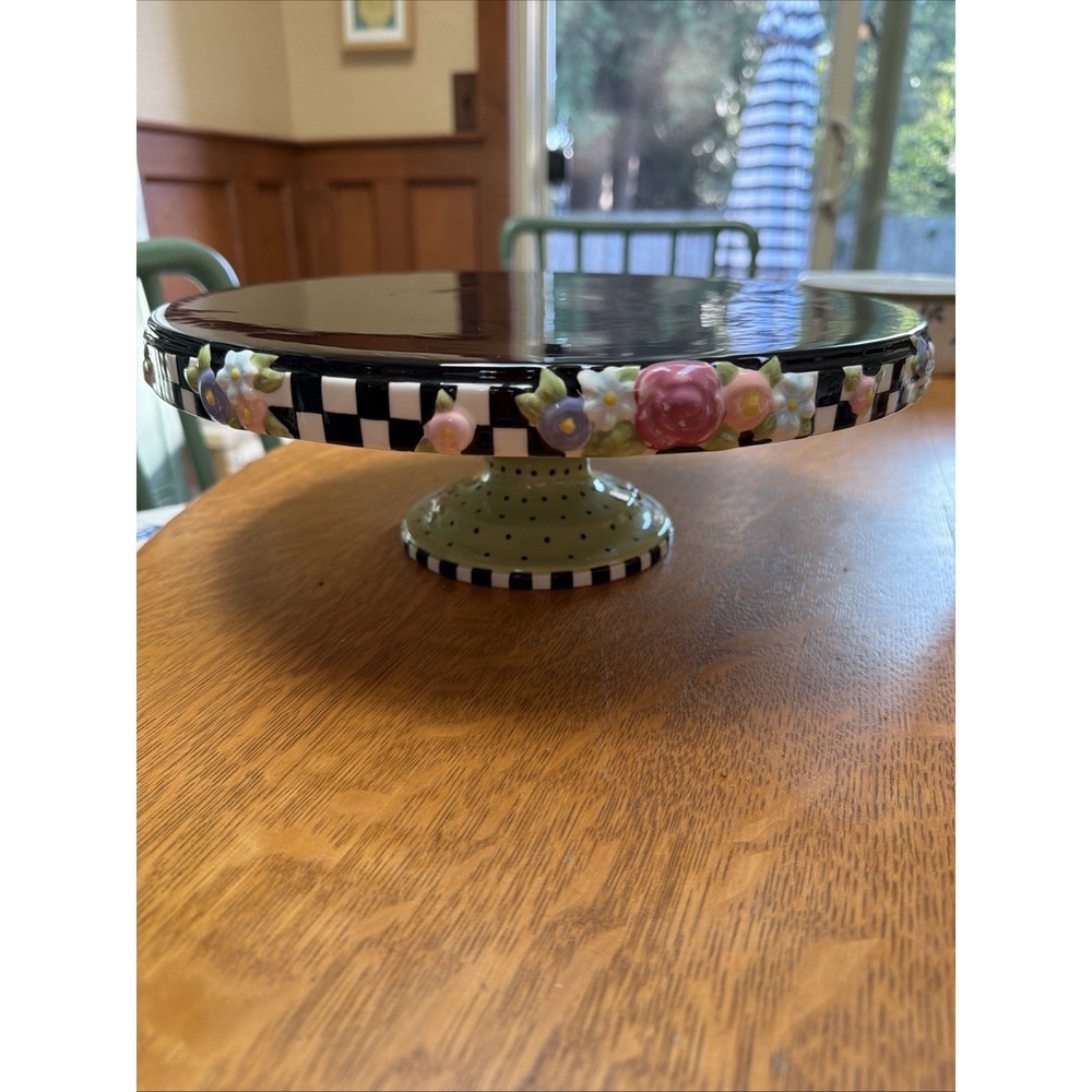 Mary Engelbreit "Cottage Hostess" Ceramic Cake Stand c2000